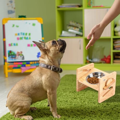 Erhöhter Hundenapf, Hundenapf Erhöht, Erhöhte Hundenäpfe, Fressnapf Hund Erhöht, Erhöhter Futternapf, Futternapf Hunde mit Edelstahl Fressnapf für Kleine Hunde, Katzen, 4 Höhen