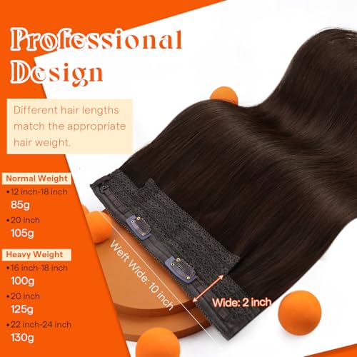 Sunny Hair Wire Hair Extensions Real Human Hair Fish Line Human Hair Extensions Invisible Wire Extensions Chocolate Brown #4 20 Inch - Thumbnail 2