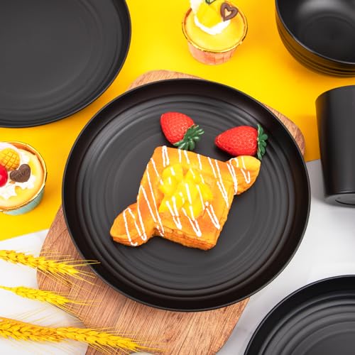 LIYH 36-Piece Black Wheat Straw Dinnerware Set for 12 - Image 3