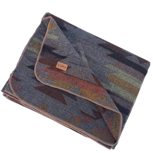 Image of Alpaca Wool Blanket, Throw Size 78 x 47, Reversible 2 in 1, Thick and Ultra Soft, Hypoallergenic, Non-Itchy, Handmade in Ecuador. Premium Alpaca Wool Thtow Blanket for Cozy Comfort.(Brown and Orange)