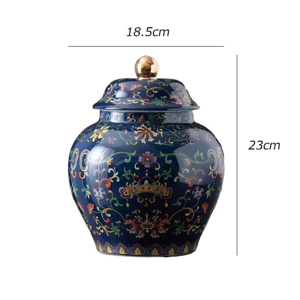 Pojemnik na herbatę Klasyczny emaliowany ceramiczny pojemnik na herbatę, duży, czarno-zielony, zamykany słoik do przechowywania w domu(Blue)