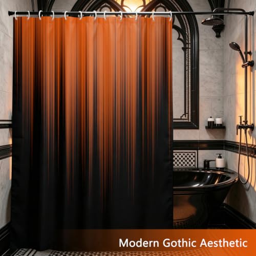 Image of AAtter Orange and Black Shower Curtain, Modern Ombre, 60x72 Inch, 12 Hooks