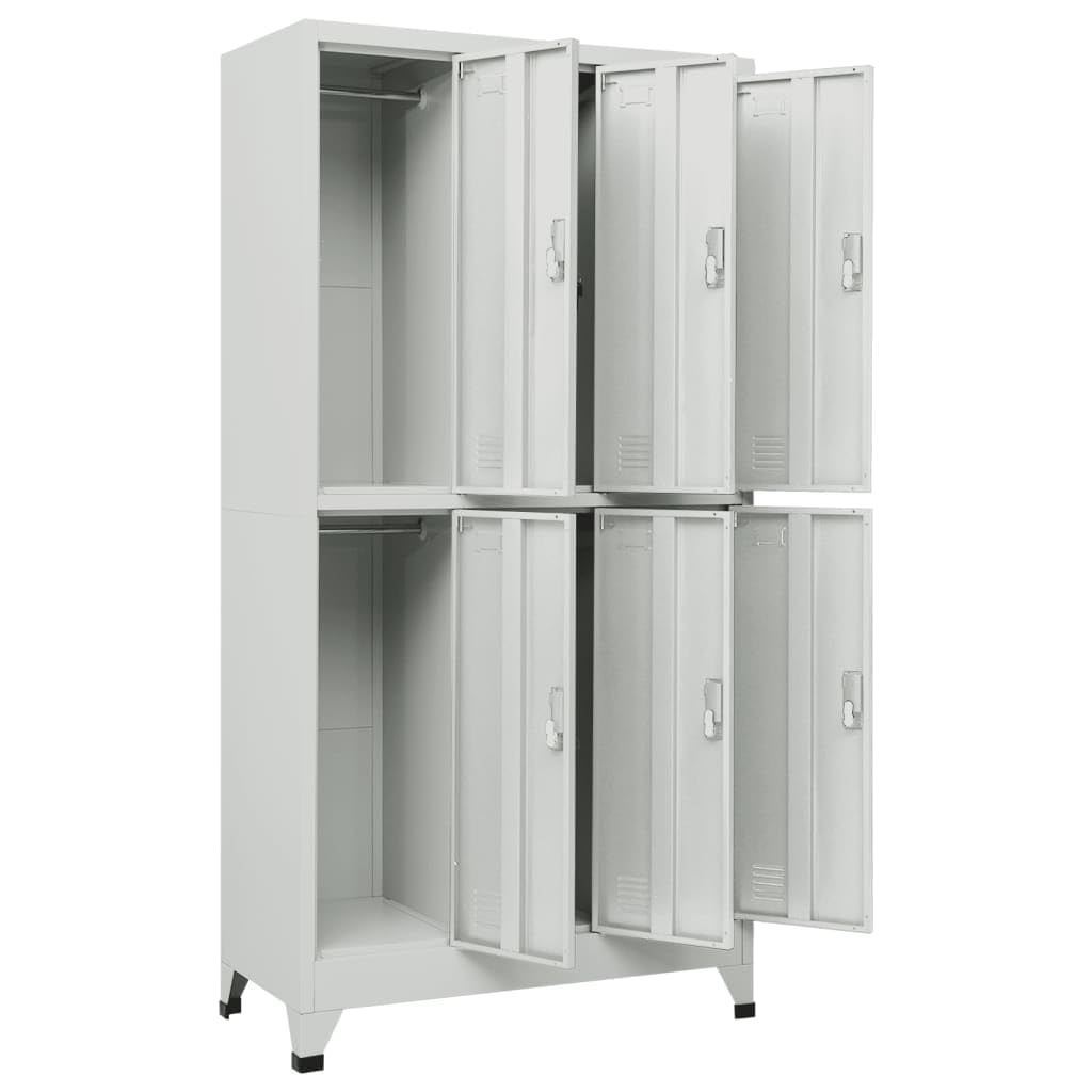 Armadietto portaoggetti robusto a 6 ante in acciaio (90 x 45 x 180 cm) con aste e porta targa, ideale per ufficio, scuola, casa e gestione efficiente dello spazio
