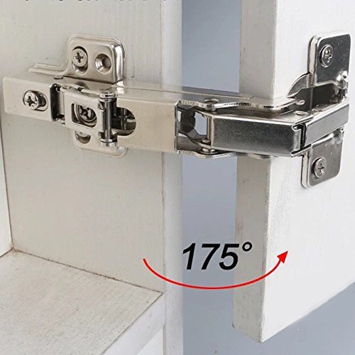 Tambee 175 Degree Hinges Frameless Cabinet Hinges Hydraulic Adjustable Mounting Concealed Hinges Soft Closing Nickel-Plated Steel Buffer Dampers For Wardrobe1 Pair Face Frame (Half Overlay) #TOP3