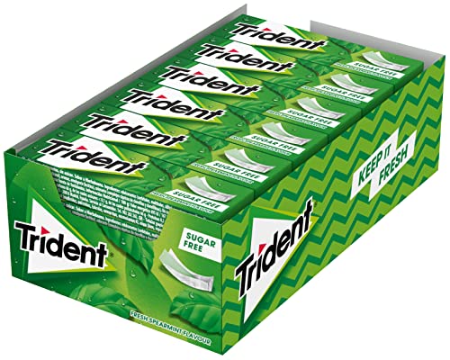 Trident Fresh Stick Clorofila - Chicles sin Azúcar con Sabor a Hierbabuena - Paquete de 24 Envases de 13,5 g