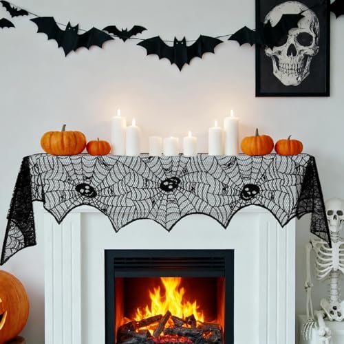 Habbiful Halloween Mantle Scarf for Table Window Curtain Kitchen Decoration Halloween Table Runner...