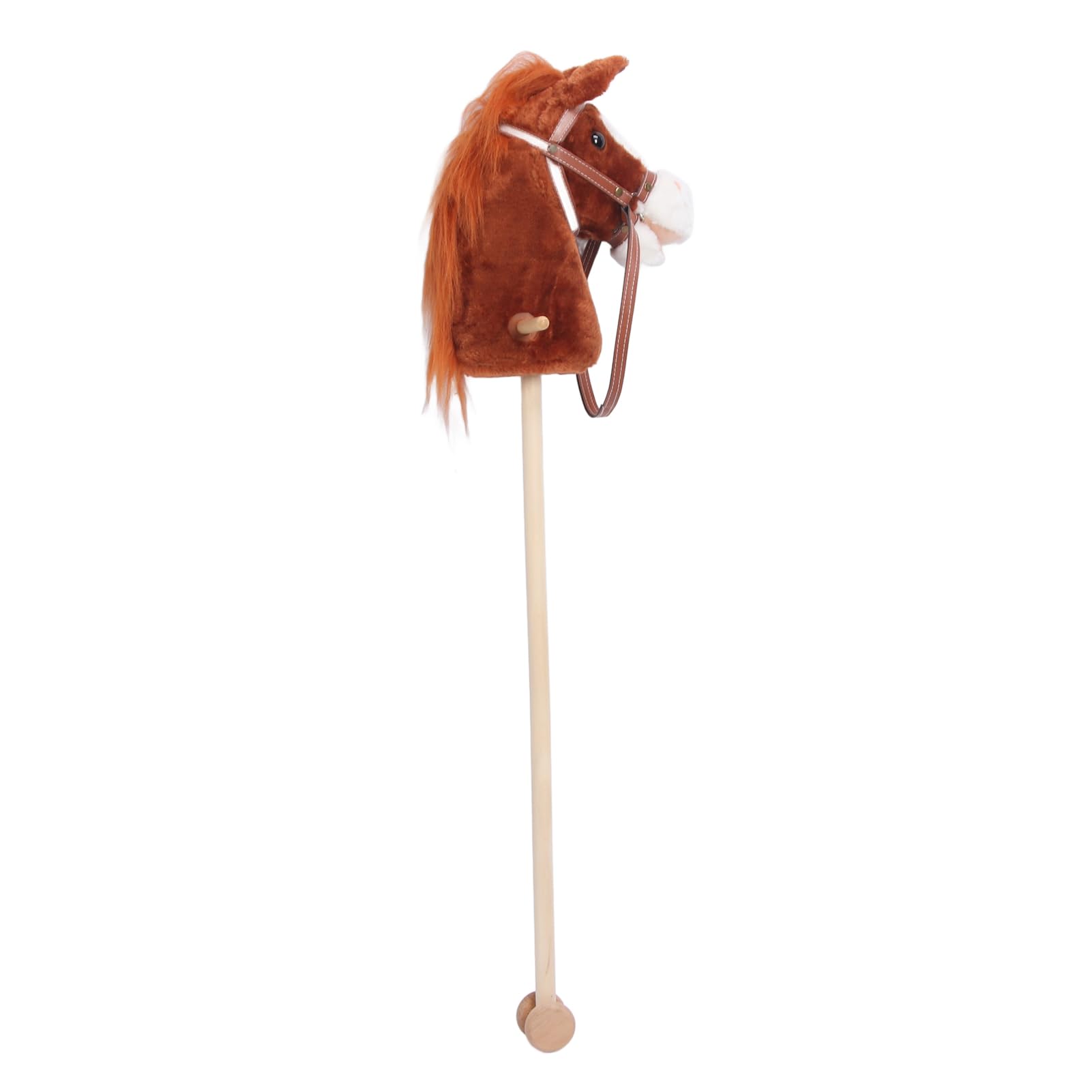 Cavallo Bastone, Cavallo Hobby in Peluche Cartone Animato con Ruote in Legno per Bambini Piccoli, Giocattolo da Cavalcare con Materiale Morbido e Design di Gioco Sicuro (caffè)