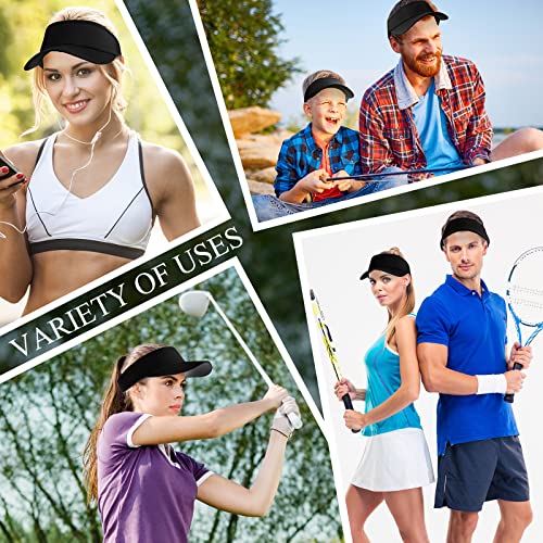36 Pcs Unisex Sports Sun Visor Adjustable Sun Protection Hat Visor Hats For Women Men Empty Top Baseball Cap For Golf Pool (Black) #TOP6