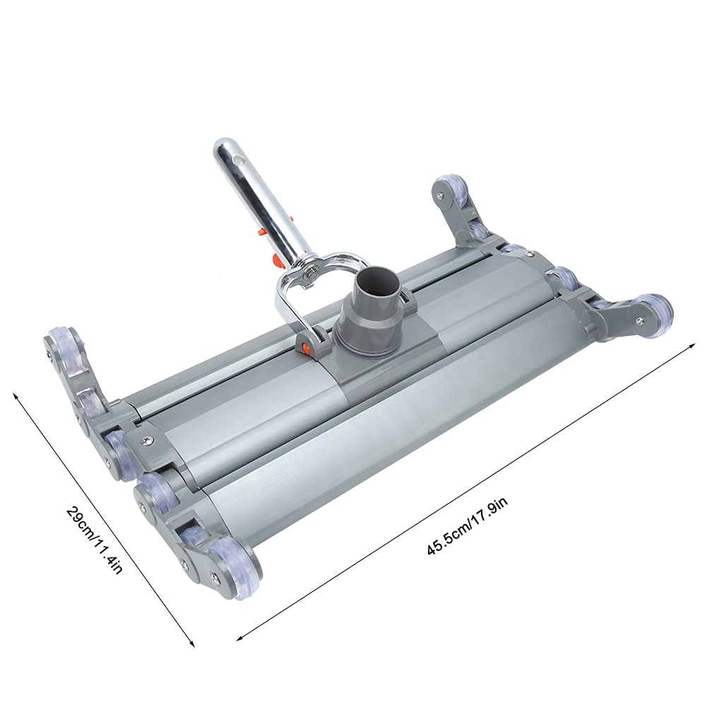 Głowica Odkurzacza Basenowego, 12-rolkowa Konstrukcja ze Stopu Aluminium do Trudno Dostępnych Narożników, Odkurzacz do Basenu z Konwertowalnym 2-calowym Interfejsem Betonowego Spa w Basenie