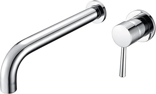 SUMERAIN Grifo de bañera de montaje en pared con boquilla extra larga, mango único con válvula áspera de alto flujo, acabado cromado