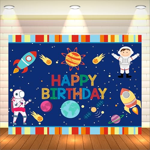 Image of Space Birthday Backdrop 5x4 Ft | Backdrops for Decoration | Birthday Decoration Backdrop | Banner for Kids Theme Party