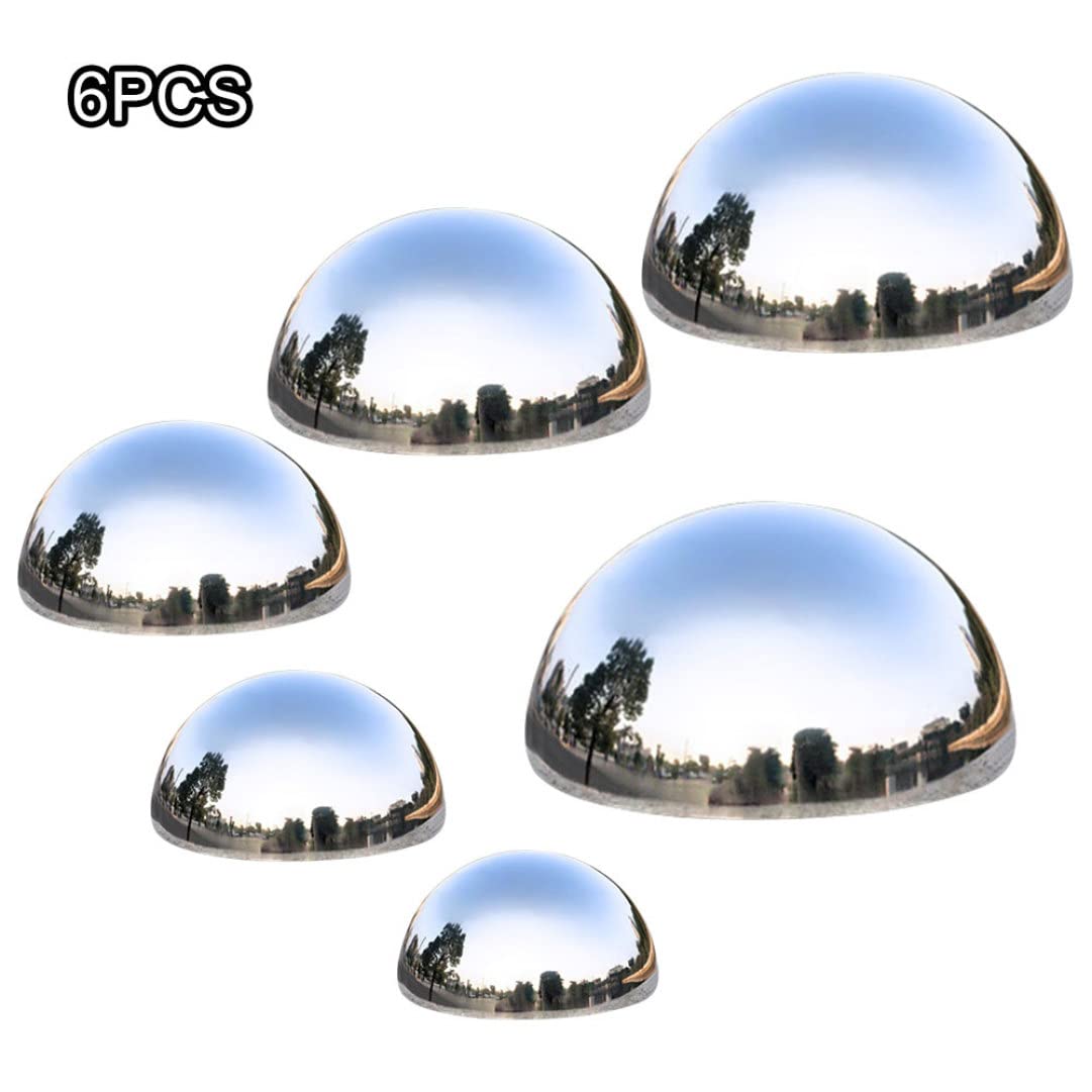 Bola de Media Mirada, Bolas pulidas de Espejo de 6 Piezas, Bola de Mirada de Acero Inoxidable Suave y Hueco, Globos Decorativos de Bricolaje Reflectantes para la decoración del jardín