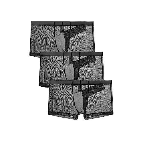 Men's Breathable Mesh Boxer Briefs Underwear Sheer Elephant Nose Boxer Trunks Underwear