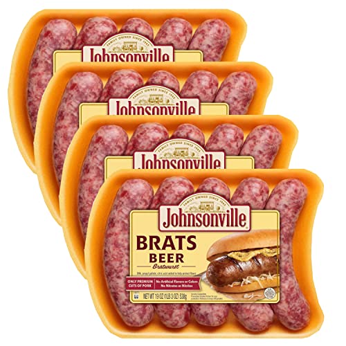Johnsonville Beer Bratwurst - Only Premium Cuts of Pork - No Artificial Colors or Flavors and Ready Set Gourmet Donate a Meal Program - 4 Pack (19oz. 5ct Each)