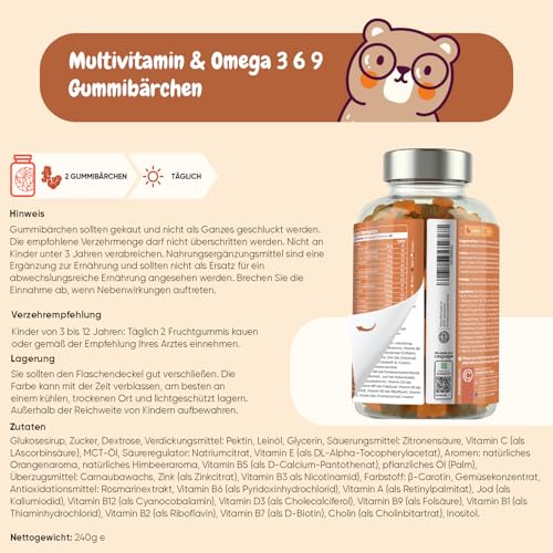 maxmedix Multivitamin Gummibärchen für Kinder - Mit Omega 3 6 9 & Vitamin C – Ansicht 4
