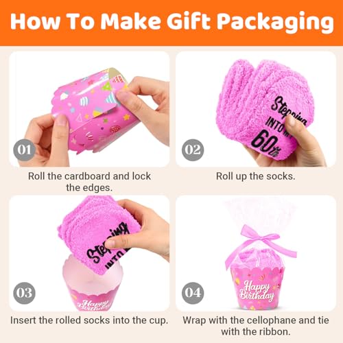 Image of HAPPYPOP Birthday Gifts for Senior Women - Fuzzy Socks for 40 60 70 Year Old
