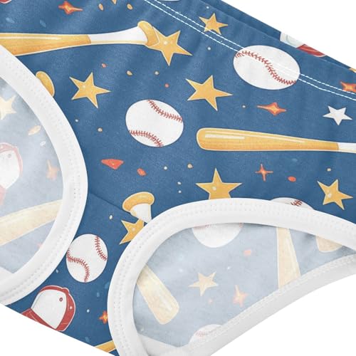 Wusikd Baseball Girls' Underwear Cotton Stars Girls Briefs Soft Toddler Underwear 2T4
