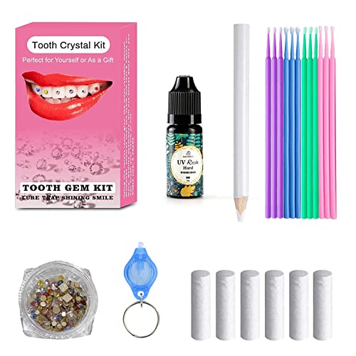 Tooth Gem Kit with Curing Light and Glue, Crystals Jewelry kit, Professional DIY Teeth Gems Kit with Multicolor Crystals, Great Tooth Jewelry Gems Kit