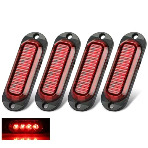 Greluma 4 pcs lampe de feux de position latéraux à led,DC12v/24v 4 leds feu arrière avant,rouge feux de position latéraux à led feux de gabarit pour...