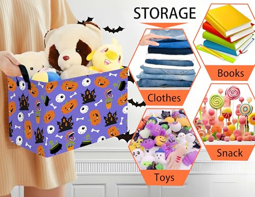 Image of Large Halloween Themed Candy Gift Boo Basket for Kids Baby Personalized Adults Storage Bin Fall Decor(Castle Eye Pumpkin)