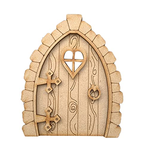 Miniature Gnome Door DIY Painting Fairy Door for Trees Decoration, Fairy Door Gift Kits Wooden Fairy Door for Girls Boys Kits Toddlers, Tree Trunk Yard Art Garden Sculpture Decoration (C)