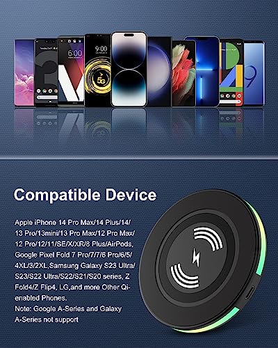 Bordsek WIRELESS 15W Samsung Wireless Charger For Samsung Galaxy S23 Ultra S22, 15 W Qi Wireless Charging Pad For Apple Iphone 15 Pro Max 15Pro 15 Plus 14 13 12, Android Google Pixel 8 Pro 7 7A 6 Pro Qi-Enabled Cordless thumb #6