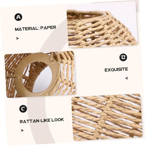 DOITOOL Rattan Lamp Shade, Small Wicker Lamp Shade,Woven Pendant Light Covers Boho Replacement, Retro Lampshade for Floor Lamps, Chandelier, Desk lamp, Wall Sconces (Khaki Dark/Light) - Image 6