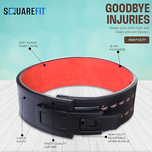 Image of Weight Lifting Lever Belt -Power Lifting Belt for Men & Women for Lower Back Support, Multipurpose Gym Workouts Deadlifts Squats Powerlifting - 4 Inch Wide (SOLID BLACK, S to. 2XL)