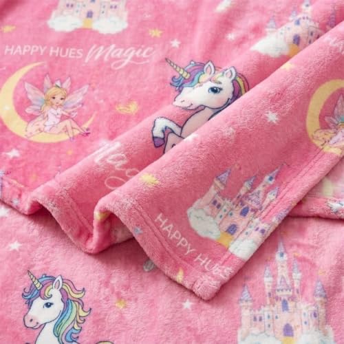 Image of Happy Hues Glow in The Dark Blanket Kids-Teens Boys & Girls Travel Lightweight Throw Blankets Soft & Fluffy (Magic)
