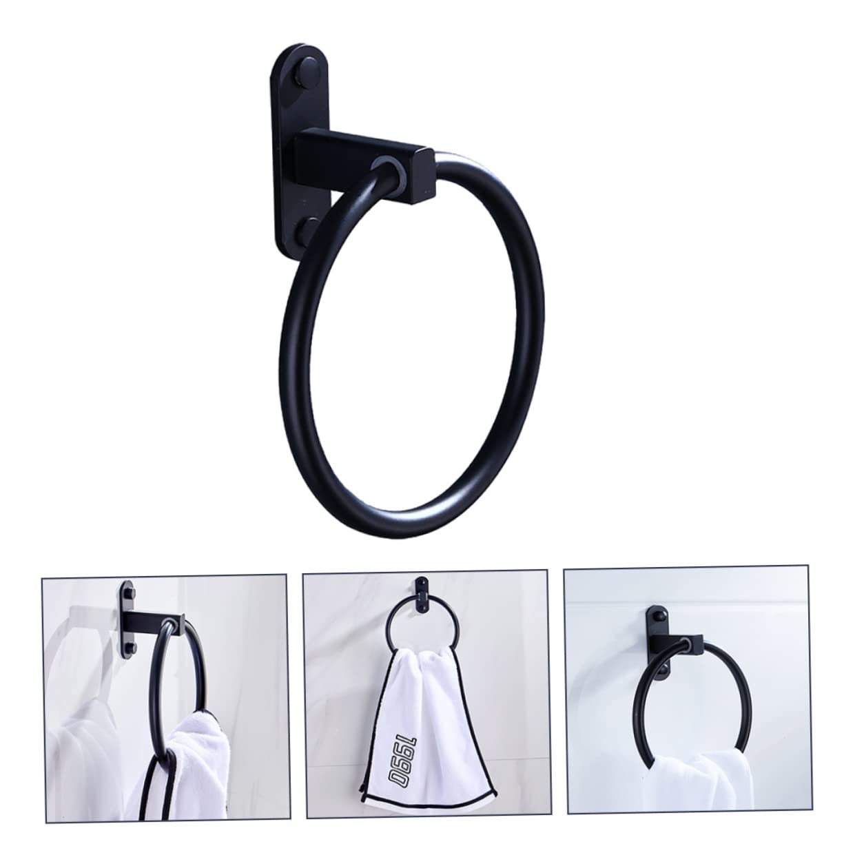 2 Piezas Toalla de Aluminio toallero Toalla de baño Colgador de Toallas de baño Negro