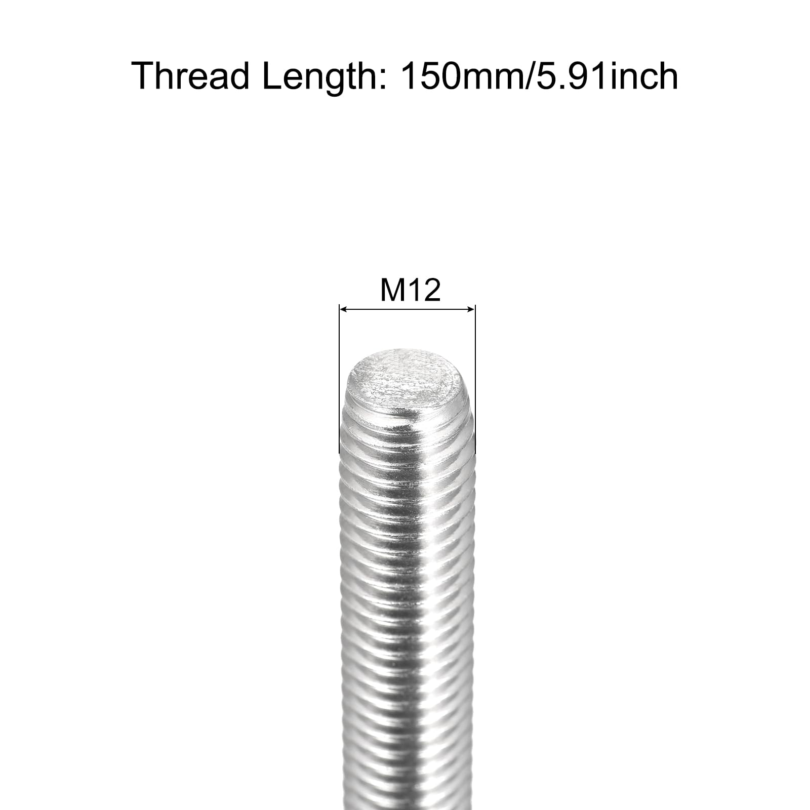 QUARKZMAN 6 Stück Gewindestange M12x150mm Vollgewindstange 304 Edelstahl V2A Gewindestangen A2 Metrisch Gewindebolzen VA Gewindestab Rechtsgewinde Gewindestifte Fully Threaded rods