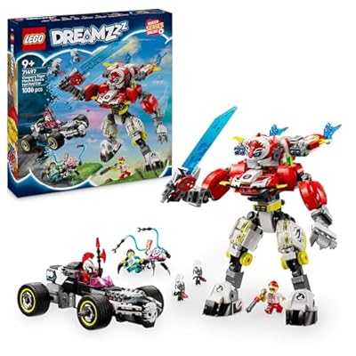 LEGO DREAMZzz Mech Tigre di Cooper e Bolide di Zero  Gioco di Ruolo per Bambini e Bambine da 9 Anni con Veicoli Trasformabili come Robot e Macchina Giocattolo  Idea Regalo di Compleanno 71497