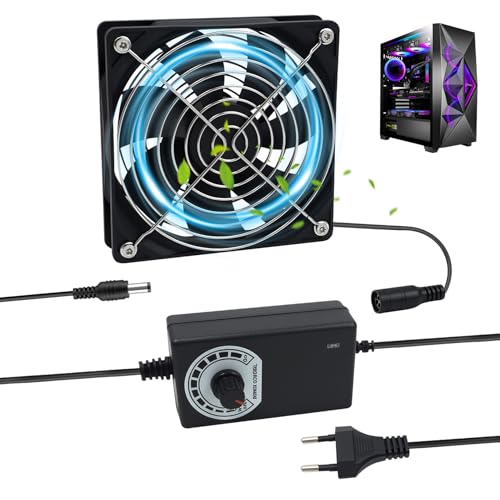Ventilador De Caja Para Pc 120mm, Ventilador Silencioso Con Velocidad Variable, Potente Ventilador De 120mm Para Ordenador, Portátil, Router, TV Box, Ventilador De Caja Estable, 3000rpm Negro