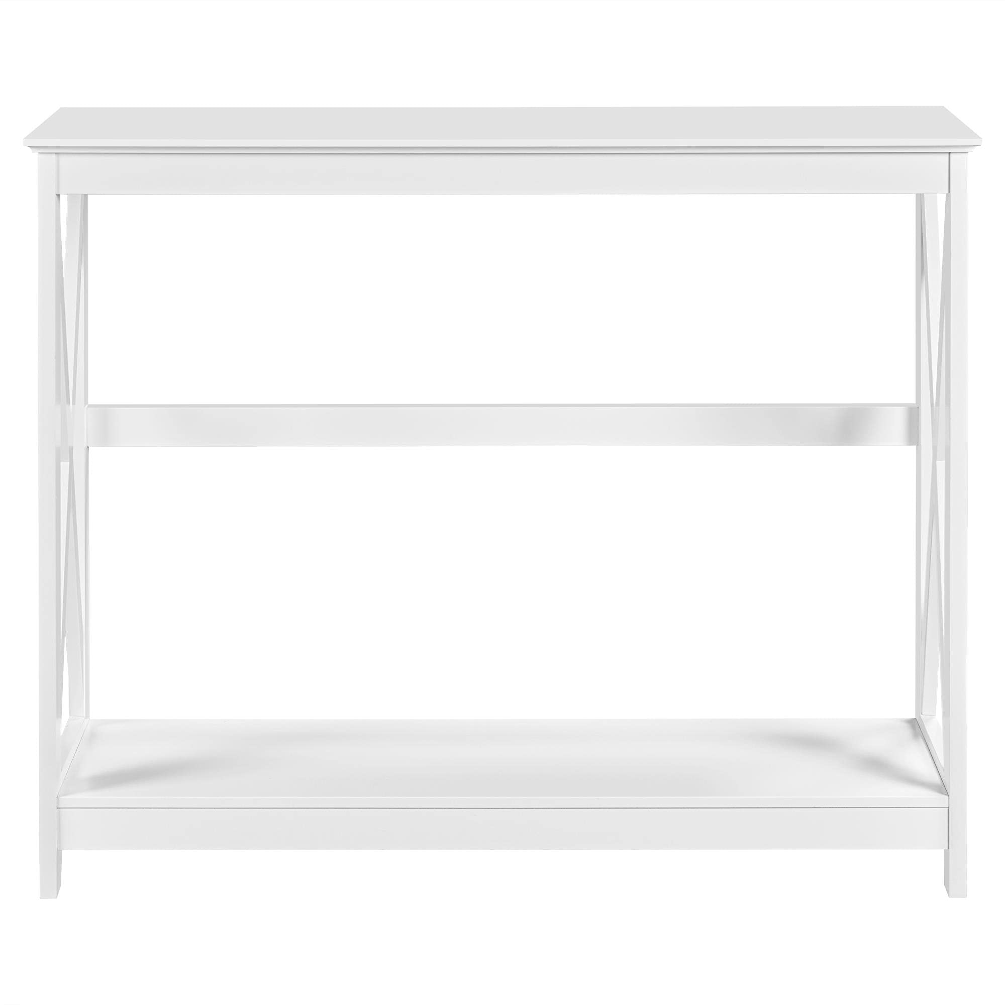 Yaheetech Mesa Consola con Estante Mesa Auxiliar Moderno Aparador Madera para Salón Pasillo, 101,5 x 30 x 81 cm diseño nórdico, Color Blanco