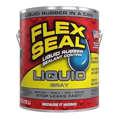 Flex Seal Liquid, Rubber Coating Sealant, Waterproof, Flexible, Breathable, and UV Resistant, Roof Repair, Basements, RV, Campers, Trailers, Marine, EPDM, Masonry, Gray, 1 Gallon
