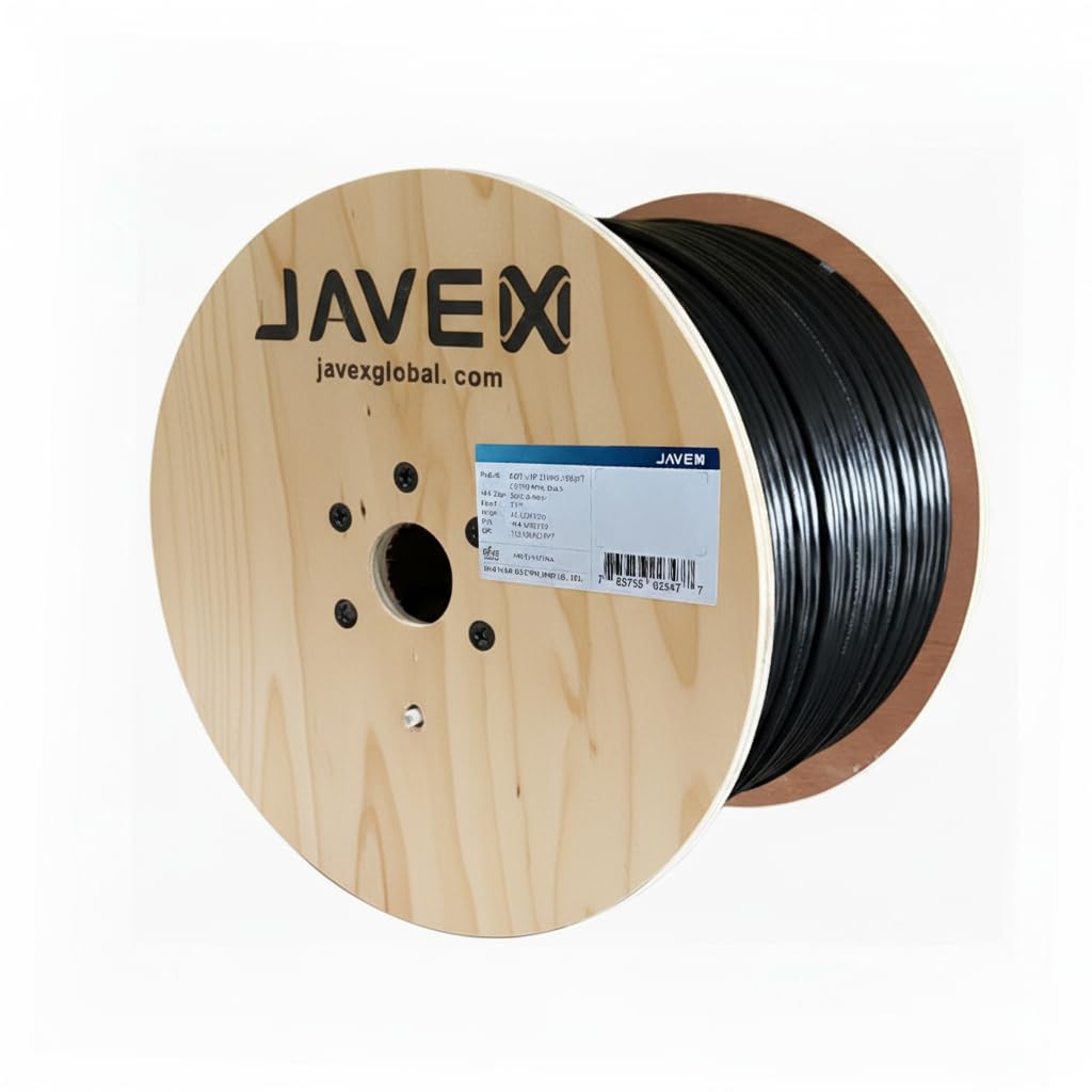 JAVEX Cat6 UTP Outdoor 550MHz 23AWG CCA Ethernet Bulk Cable Easy-Pull Box 305m Noir