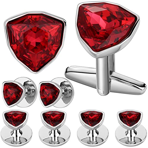 Swarovski Crystal Cuff links and Tuxedo Studs for Men in Gift Box, Birthday Christmas Valentines Day Gifts, Mens Jewelry or Accessories for Wedding Party