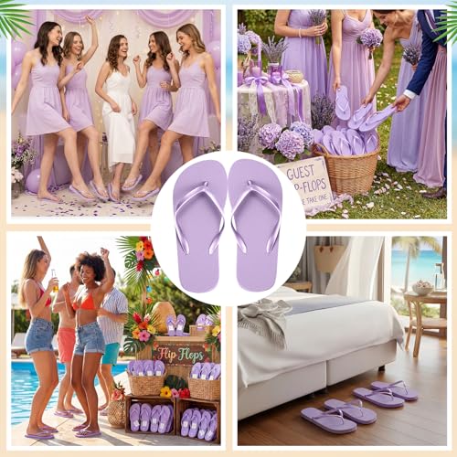 Image of Unittype 24 Pairs Flip Flops Bulk for Wedding Guest Slippers Wedding Flip Flops with Cards Bags for Pool Beach Party