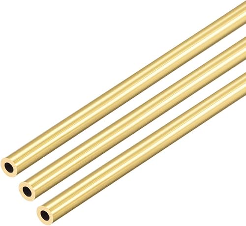uxcell Tubo redondo de latón, 11.811 in de longitud 0.177 in de diámetro exterior de 0.039 in de grosor de pared, tubo recto sin costuras, 3 piezas