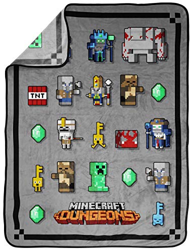 Image of Jay Franco Plush Throw Blanket - 46 inch x 60 inch Inches Kids Hero Soft & Cozy Fleece Throw for Bedroom & Couch Decor, Official Licensed Product, Gray - Minecraft