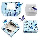 60 Pieces False Eyelashes Box Empty Lash Packaging Storage Containers 30 Soft Paper Lash Boxes with 30 Lash Tray Butterfly Prints Lash Case Holder (Blue2)