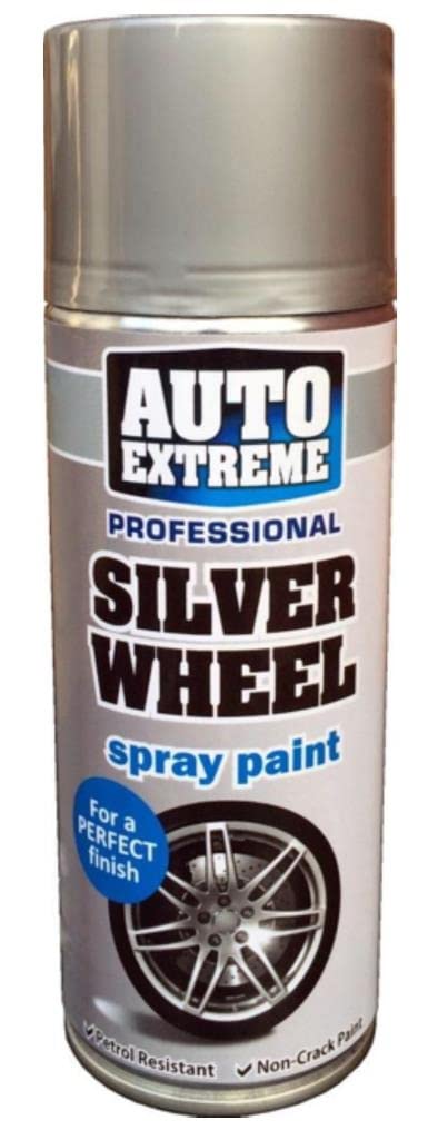 SuperGift 400ml Silver Wheel Spray Paint, Automotive Paint Sprayer, Multipurpose Exterior Black Spray Paint Matt, Interior Metal Spray Paint, for Cars, Bikes,Vans, Metal, Wood 1x 400ml