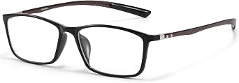 ANRRI Ultra Light Blue Light Glasses, Carbon Fiber Temple Small Square Frame Computer Glasses for Men Women