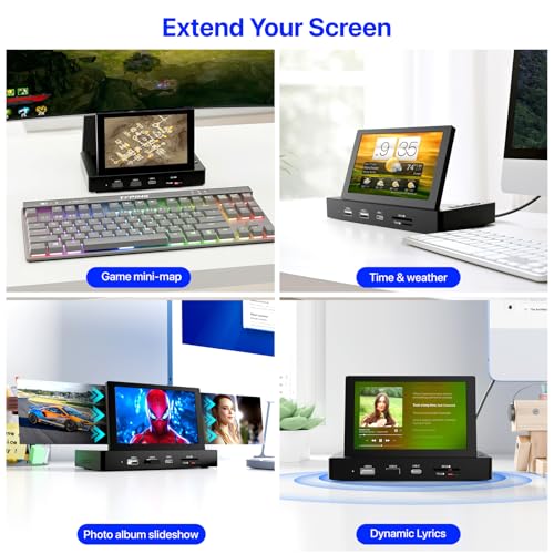 Image of KOGODA 5-inch Mini Monitor for Raspberry Pi Mac mini, HUB & Speakers Combo, Type-C One-Cable Connection, IPS Portable Screen for PC Monitoring, Gaming /Streaming /AIDA64 DIY Partner