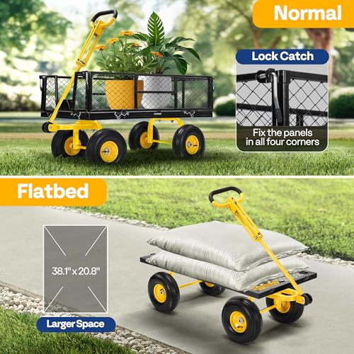 Image of VIVOHOME Steel Garden Cart Heavy Duty 900 LBS 4.5 Cu Ft Utility Wagon