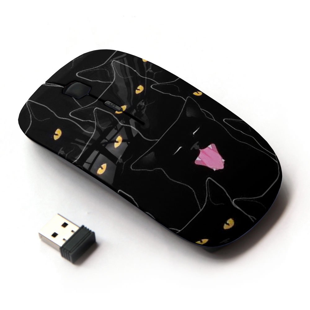 KOOLmouse [ Optical 2.4G Wireless Computer Mouse ] [ Black Cat Halloween Cute Design ]