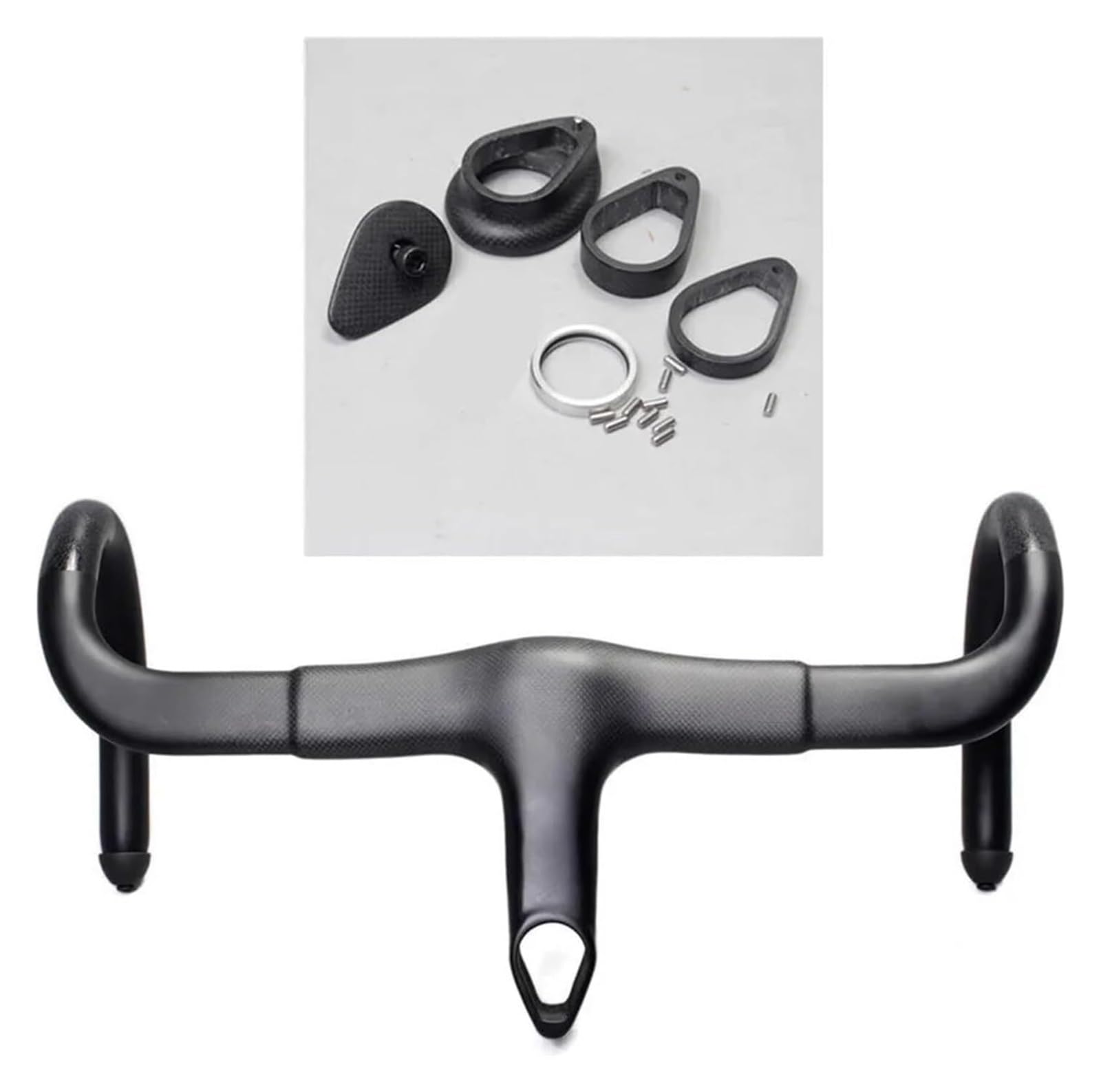Manubrio per Bici da Corsa, Biciclette in fibra di carbonio completa, manubrio integrato, bici da strada e gravel, manubrio da corsa(420x120mm)