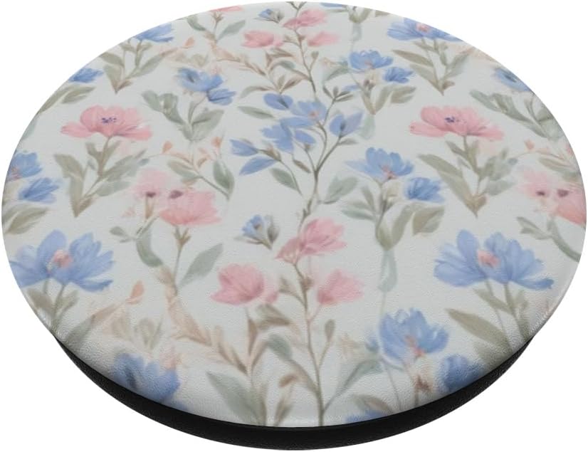 Pink and Blue Floral Pattern PopSockets Adhesive PopGrip - Image 2