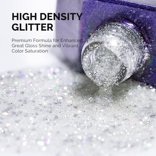 Image of MelodySusie Galaliver Silver Glitter Gel Nail Polish, 15ML Shimmer Silver Diamond Sparkle Gel Polish Soak Off UV LED Cured Long Lasting Gift for Women DIY Nail Design Nail Art Manicure X09