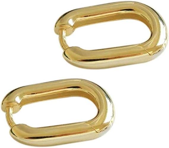 11mm Small Hoop Earrings Sterling Silver for Women Girls Minimalist Oval Tube Round Endless Huggie Hoops Hinged Earring Fashion Jewelry Gold Plated
